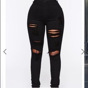 High ride ripped black jeans